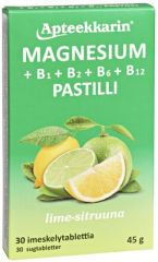 Apteekkarin Magnesium+ B pastilli 30 kpl