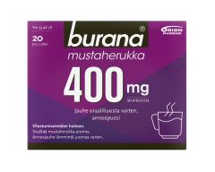 BURANA MUSTAHERUKKA jauhe oraaliliuosta varten, annospussi 400 mg 20 kpl