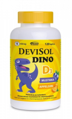 DEVISOL DINO MUSTIKKA APPELSIINI 15 MIKROG 120 KPL